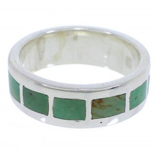 Southwestern Sterling Silver Turquoise Inlay Ring Size 8 UX37538