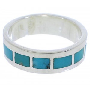Turquoise Inlay Sterling Silver Southwest Ring Size 5-1/2 UX37552