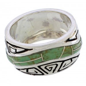 Turquoise Sterling Silver Water Wave Ring Size 4-3/4 EX40856