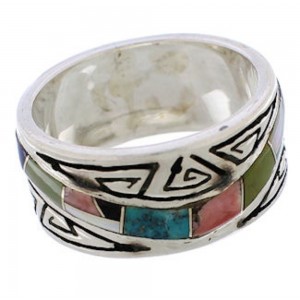 Multicolor Water Wave Southwestern Ring Size 6-3/4 EX40885