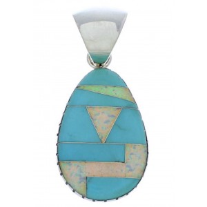 Turquoise Opal Inlay Sterling Silver Pendant MX22207