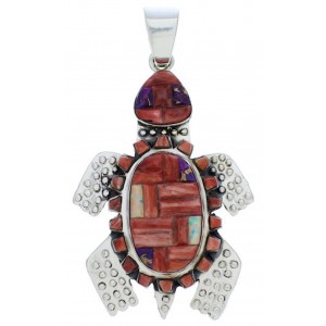 Sterling Silver Turtle Multicolor Pendant MX22267