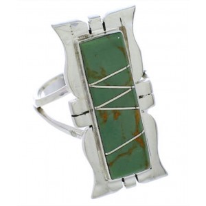 Southwestern Turquoise Inlay Silver Ring Size 5 MX23552