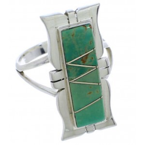 Southwestern Jewelry Turquoise Sterling Silver Ring Size 7-1/2 MX23554