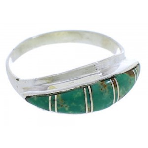 Turquoise Inlay Silver Jewelry Ring Size 8-3/4 MX22417
