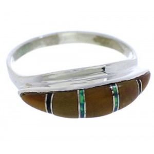 Southwest Tiger Eye Multicolor Silver Jewelry Ring Size 6-1/4 MX22481