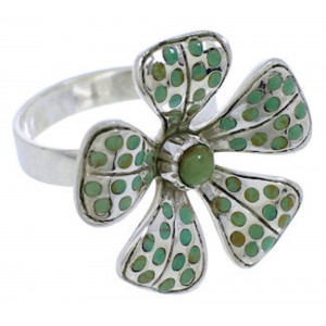 Authentic Sterling Silver And Turquoise Flower Ring Size 7-1/4 RX88452