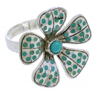 Sterling Silver Turquoise Inlay Flower Southwest Ring Size 7 RX88448