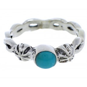 Genuine Sterling Silver And Turquoise Jewelry Ring Size 6-3/4 UX33584