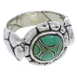 Turquoise Inlay Southwest Silver Ring Size 7-1/4 WX39454