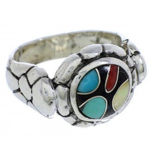 Multicolor Inlay Sterling Silver Ring Size 8 WX39509