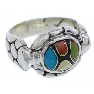 Authentic Sterling Silver Multicolor Inlay Ring Size 6-3/4 WX39514