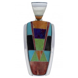 Sterling Silver Southwestern Jewelry Multicolor Inlay Pendant PX30574