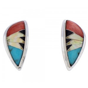 Southwestern Multicolor And Sterling Silver Earrings EX32427