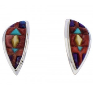 Silver Southwest Multicolor Inlay Earrings EX32437