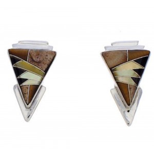 Tiger Eye And Multicolor Inlay Silver Earrings EX32466