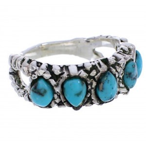 Silver Southwestern Turquoise Jewelry Ring Size 5-3/4 WX34720