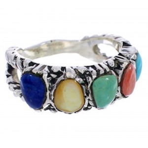 Multicolor Southwestern Silver Jewelry Ring Size 6-1/4 WX34849