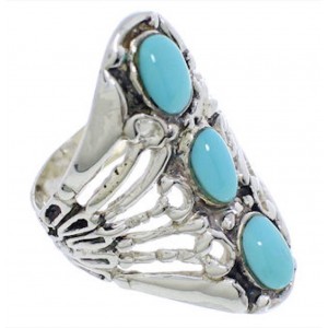 Southwestern Sterling Silver Turquoise Ring Size 6-3/4 UX32867