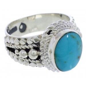 Southwestern Silver And Turquoise Jewelry Ring Size 6-1/2 TX38836