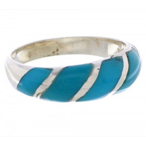 Turquoise Inlay And Sterling Silver Jewelry Ring Size 4-3/4 UX35015