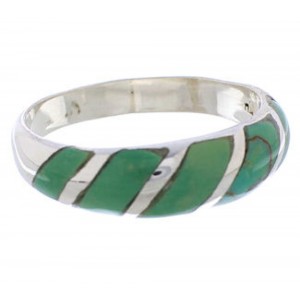 Southwest Sterling Silver Turquoise Inlay Ring Size 7-3/4 UX35085