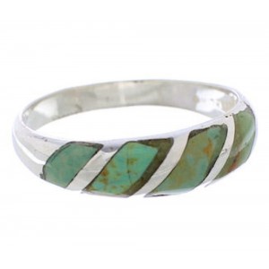 Sterling Silver And Turquoise Inlay Ring Size 7-1/4 UX35090