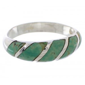 Southwest Sterling Silver Turquoise Inlay Ring Size 5-1/2 UX35136