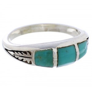 Sterling Silver Turquoise Inlay Southwestern Ring Size 8-1/4 UX35169