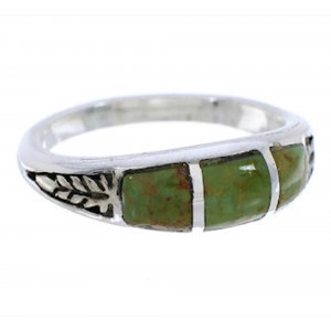 Southwest Sterling Silver And Turquoise Inlay Ring Size 6-3/4 UX35189