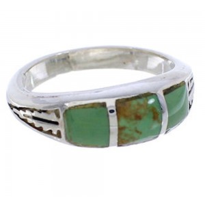 Southwest Sterling Silver Turquoise Inlay Ring Size 6-1/2 UX35217