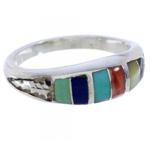 Multicolor Inlay Sterling Silver Southwest Ring Size 6-1/4 UX35298