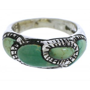 Southwest Sterling Silver Turquoise Inlay Ring Size 5-3/4 JX37218