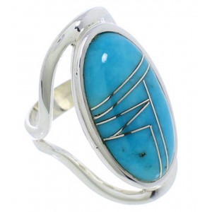 Authentic Sterling Silver Turquoise Ring Size 7-1/4 JX37479