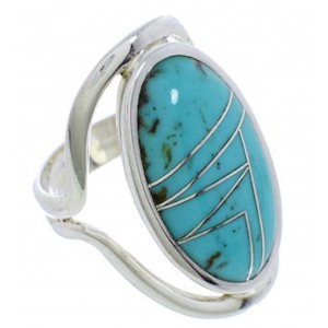 Authentic Sterling Silver Southwest Turquoise Ring Size 7-1/4 JX37619