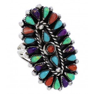 Sterling Silver Needlepoint Jewelry Multicolor Ring Size 6 YX35226
