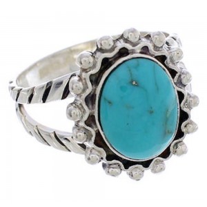 Southwest Sterling Silver Jewelry Turquoise Ring Size 5-3/4 YX35388