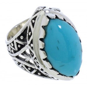 Southwestern Turquoise Sterling Silver Ring Size 5-3/4 TX38959