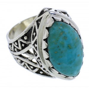 Southwestern Silver Turquoise Ring Size 7-3/4 TX38971