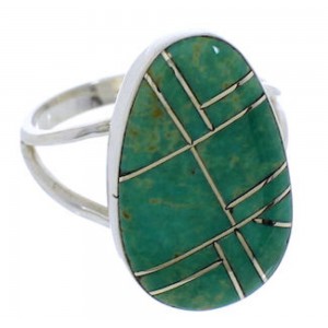 Turquoise Inlay Sterling Silver Jewelry Ring Size 7-1/2 TX39139