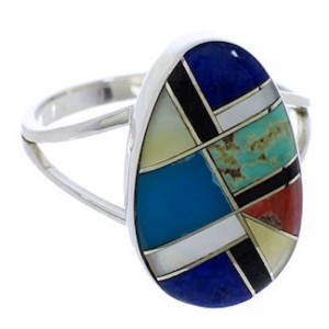 Multicolor Inlay Silver Southwest Ring Size 4-1/2 WX81327