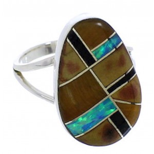 Sterling Silver Multicolor Inlay Southwest Ring Size 5-3/4 TX39368