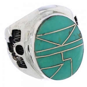 Southwest Silver Jewelry Turquoise Inlay Ring Size 7 TX38681