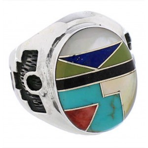 Multicolor Silver Southwest Inlay Ring Size 7-3/4 TX38700