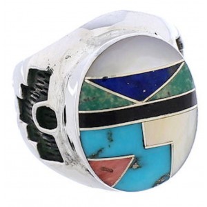 Multicolor Silver Southwestern Inlay Ring Size 6-1/2 TX38701