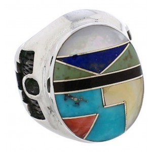 Genuine Sterling Silver Multicolor Ring Size 8-3/4 TX38722