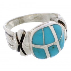 Silver And Turquoise Southwest Ring Size 8 TX39965