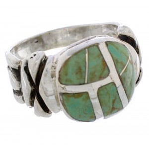 Silver And Turquoise Inlay Jewelry Ring Size 7 TX39970