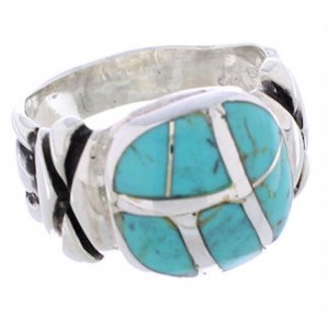 Silver Southwestern Turquoise Ring Size 6-1/4 TX39985