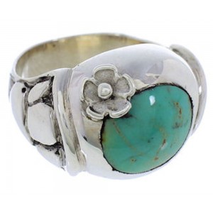 Genuine Sterling Silver And Flower Turquoise Ring Size 8-1/4 UX33360